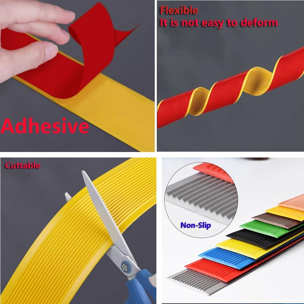 Autoadhesivo Tiras Antideslizantes para Peldaños, 10 Cm Goma Moldura De Escalera, Impermeable Tira Divisoria para Pared Piso Rampa Azulejos(Grey,L 200 cm x W 10 cm)