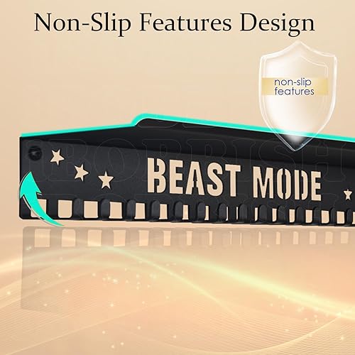 Vista 24 de Metal Medal Hanger Display,Non-Slip Trophy Shelf with 20 Hooks,Wall Mount,Heavy Duty,Non-Bent,Holds 22-33lbs,for Gymnastics,Race,Soccer,Swim Negro