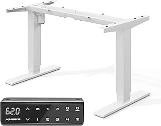 MAIDeSITe elektrisch höhenverstellbarer Schreibtisch mit quadratischen Beinen, leiser und energiesparender Motor, 4 Höhenspeicher & Sitzerinnerung, ergonomisches Stehpult-T1 Plus