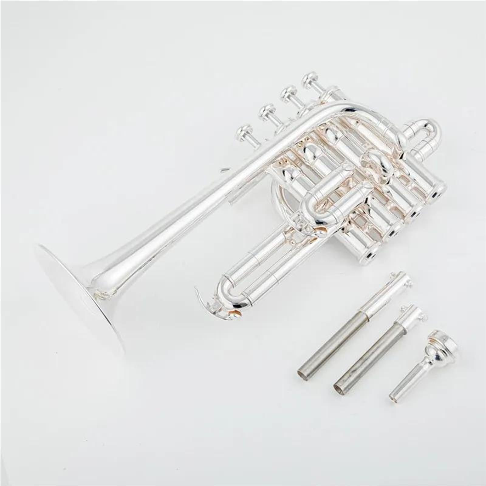 Standard Trompeten Professionelle Hohe Trompete Bb Piccolo Trompete Messing Gold Silber Lack Oberfläche Trompete Monel Kolben(Silver)