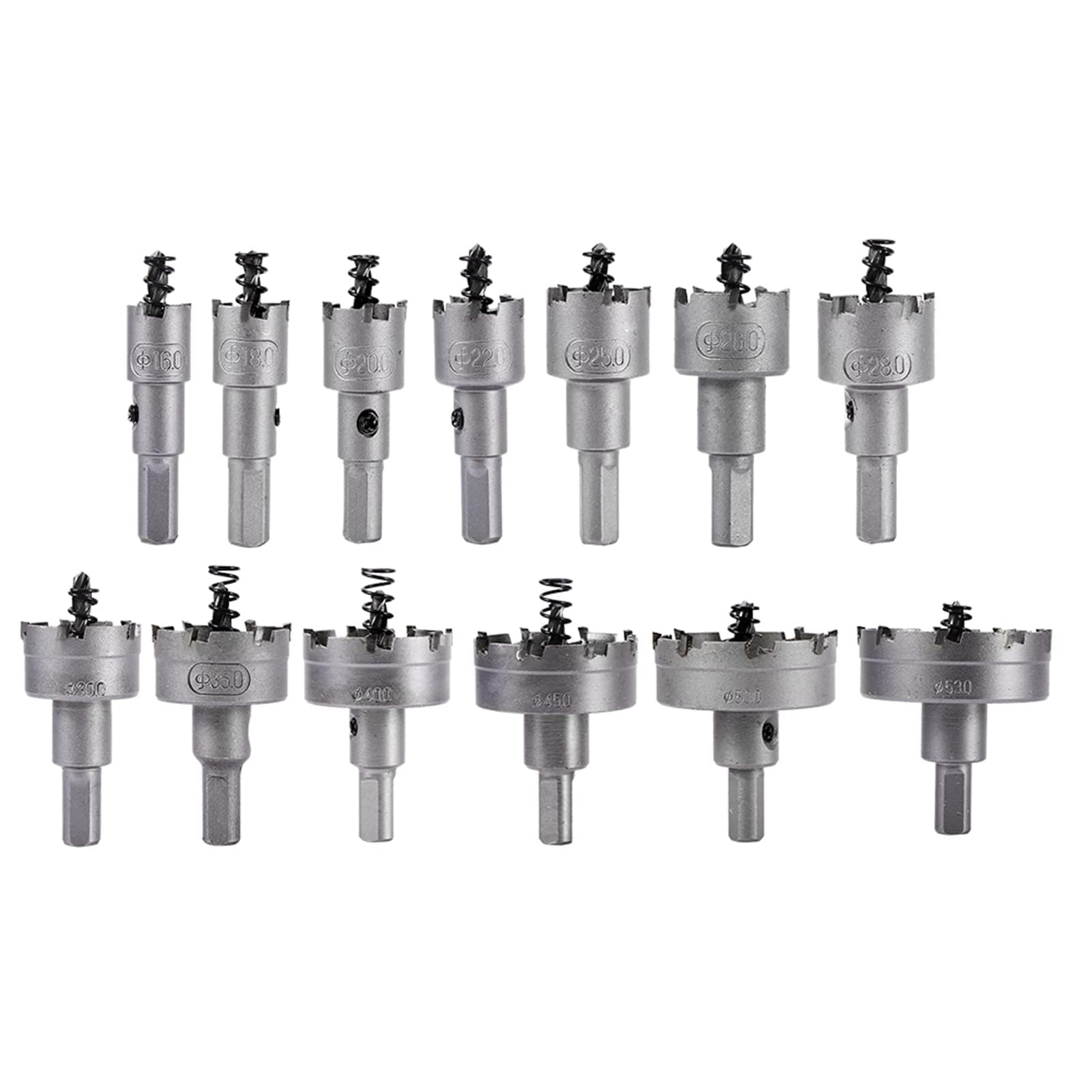 Juego de 13 sierras perforadoras de metal duro, TCT, juego de sierras perforadoras de acero inoxidable, corona de metal, broca para acero inoxidable, hierro, cobre, plástico, madera, 16 mm -53 mm