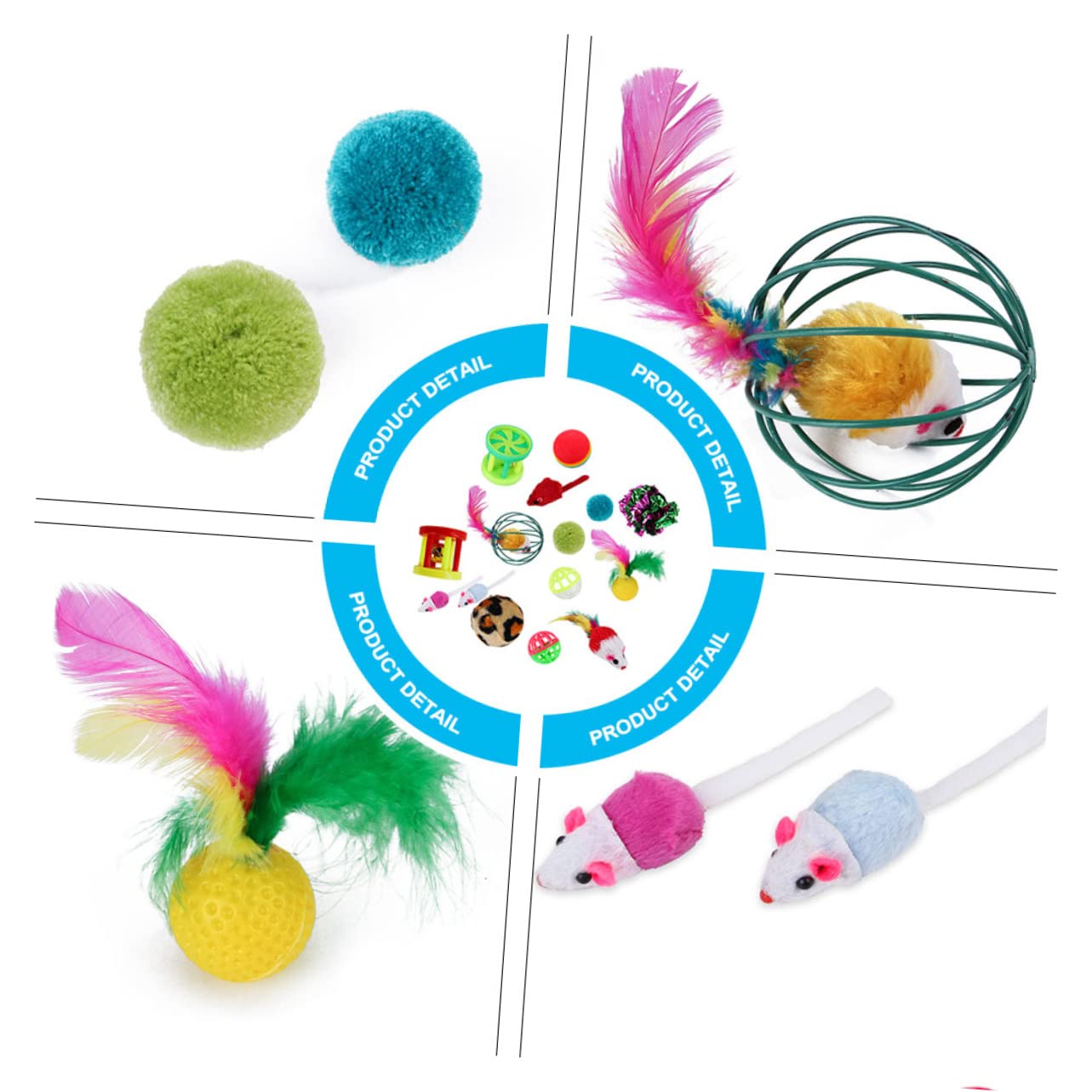 DOITOOL 96stücke Teiliges Katzenspielzeug Federn Und Glöckchen Interaktive Spielzeuge Für Kätzchen Fördert Die Aktivität Jagdverhalten Für Drinnen Zufällig