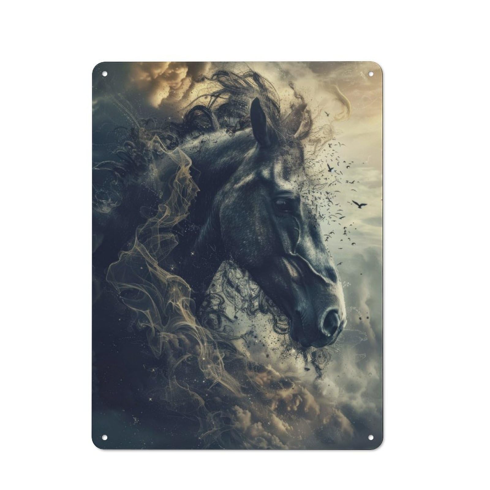 Junmoney Surrealism Horse Vintage-Inspired Tin Sign 40X30cm For Café Or Restaurant, For Cooler-Month Interiors With Vintage Character