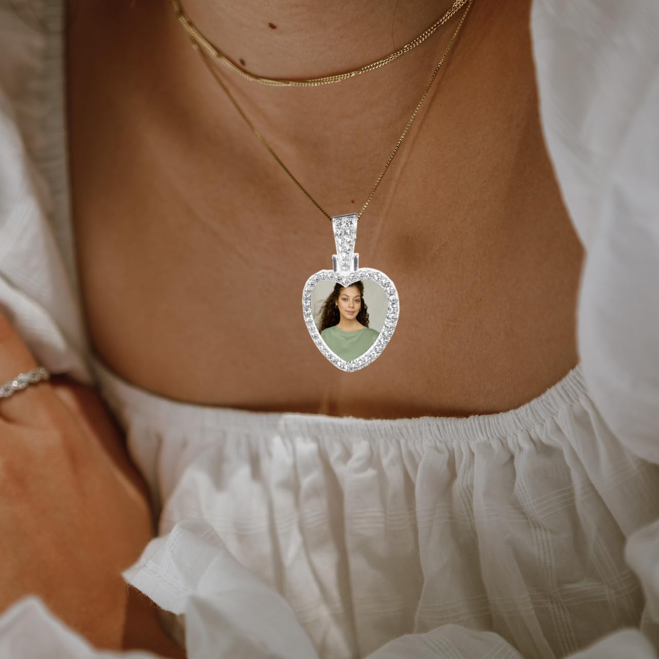 SEWACC Rhinestone Bezel Pendant Trays Set 12 Sets Heart Shaped Pendant Trays Bezels with Glass Cabochons for Photo Sublimation Craft Jewelry Making - Image 9