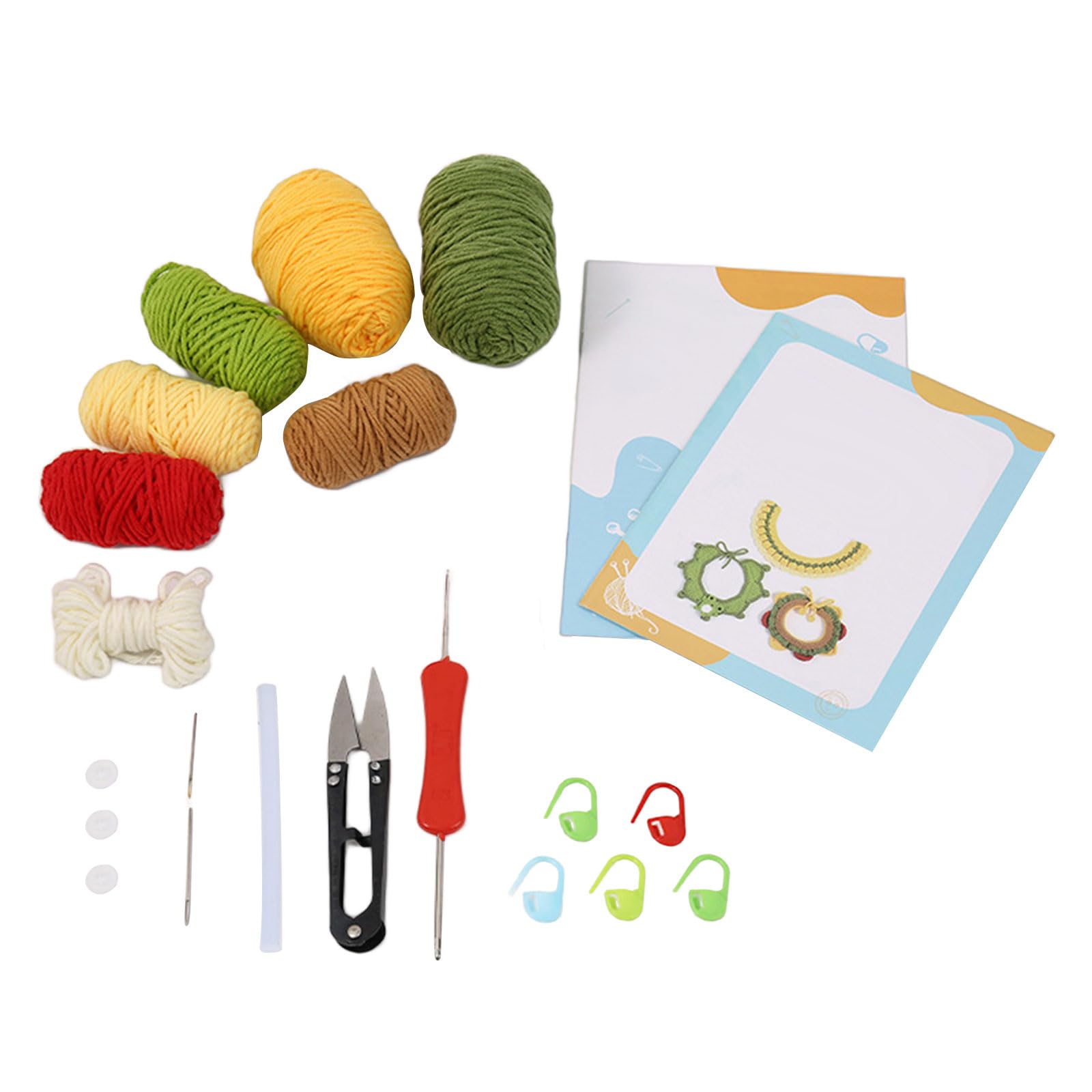 Tsophreniq Beginner Crochet Set Crochet Pet Bib Set for Beginner Adult Includes Step-by-Step Instruction Yarns Hook Pet Accessories