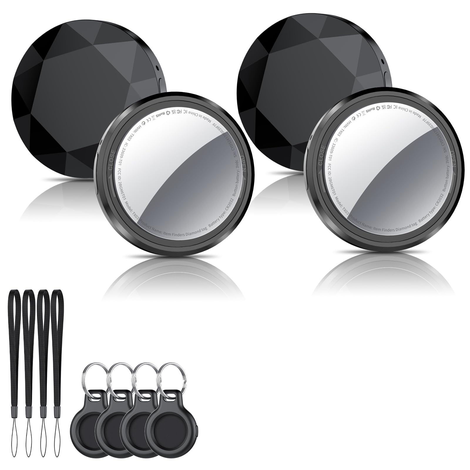 Air Tracker Tag 4 pezzi, Bluetooth Trova Oggetti Compatibile con Apple Dov'è (solo iOS), Smart Tracker Localizzatore per bagagli, borse, portafogli, zaini, chiavi Tag Tracking, Batteria Sostituibile