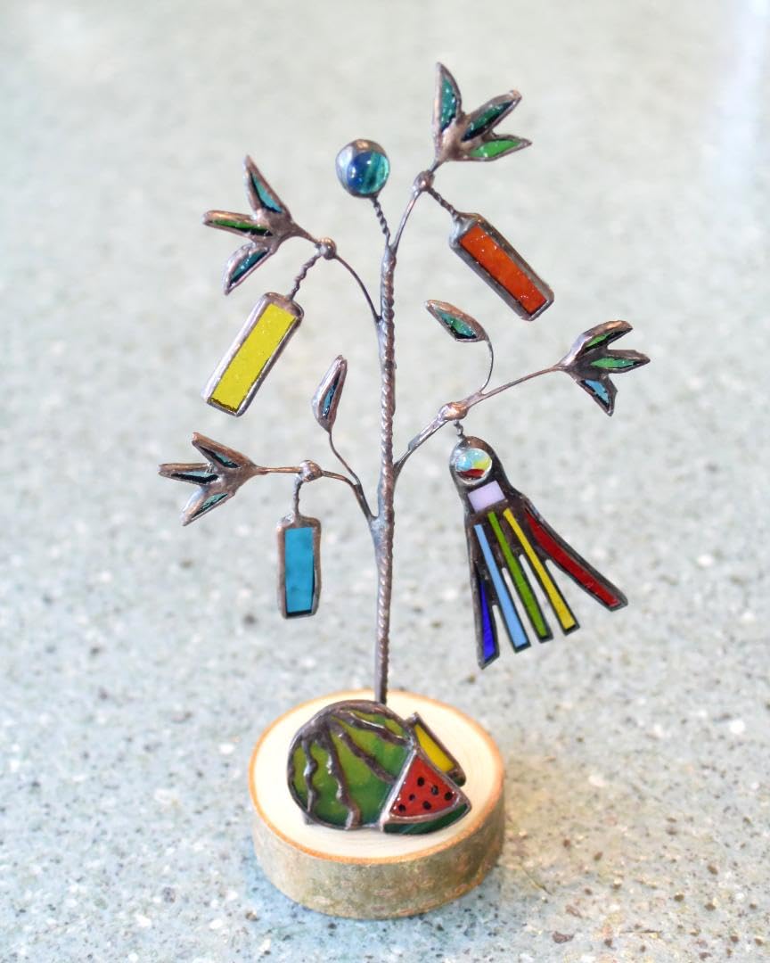 シーグラスアート　 七夕ドーム☆ 他2点　たかりん様おまとめ　お取り置き Amazon.co.jp: ステンドグラスの七夕飾りとスイカ(TANA09