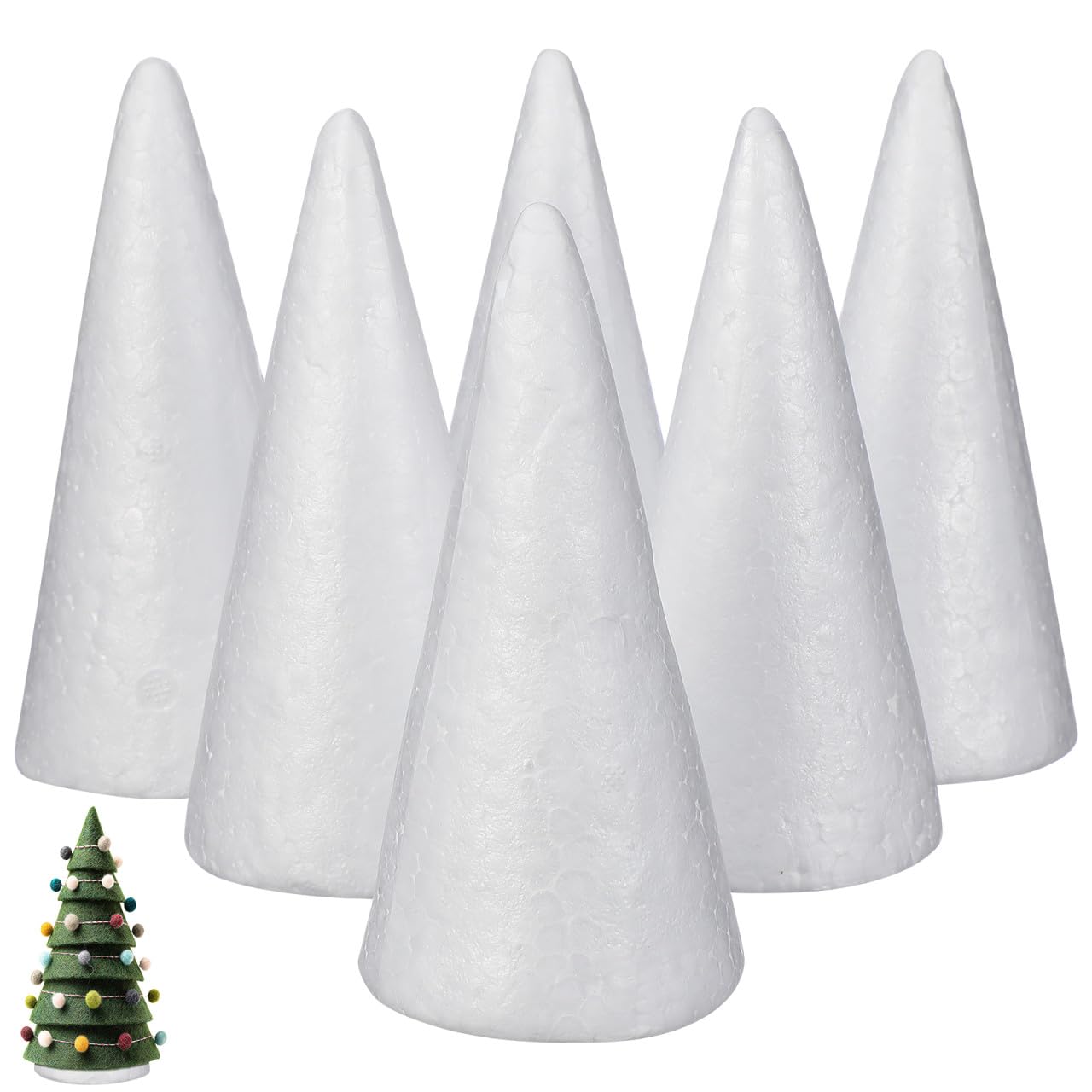 BESPORTBLE 12 Coni di Schiuma Bianca per Lavoretti Creativi, Decorazioni Fai da Te per Bambini, Centrotavola per L'Albero di Natale, Accessori per La Decorazione della Casa