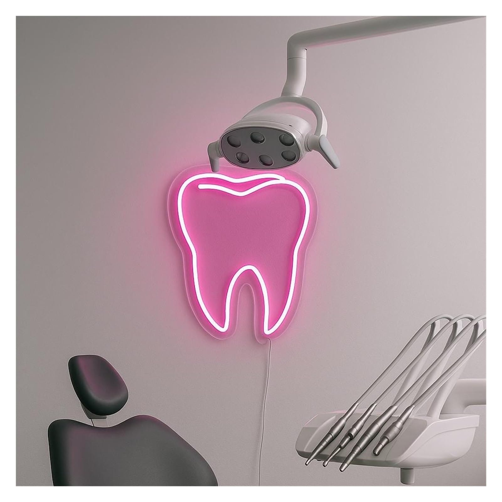 SHOUXI Sign Lamp Tooth Neon Sign, Suitable for Dentist Office Wall Decor with Dimmable 38cm