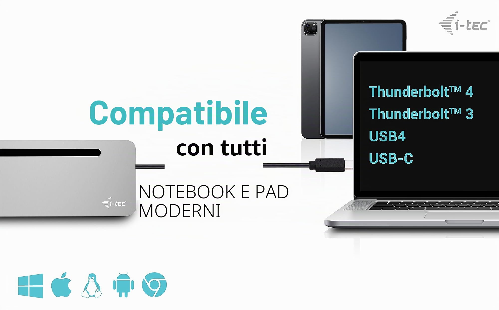 i-tec USB-C Metal Ergonomic 3x 4K Display Docking Station + Power Delivery 100 W (I-TEC USB-C ERGO 3X LCD DOCK - METAL ERGONOMIC 4K DOCK PD 100 W)