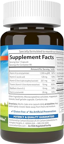 Miniatura 2 de Carlson - Nutrientes en la sangre, 28 mg de hierro, desarrollo sanguíneo, absorción de hierro y bienestar óptimo, 90 cápsulas