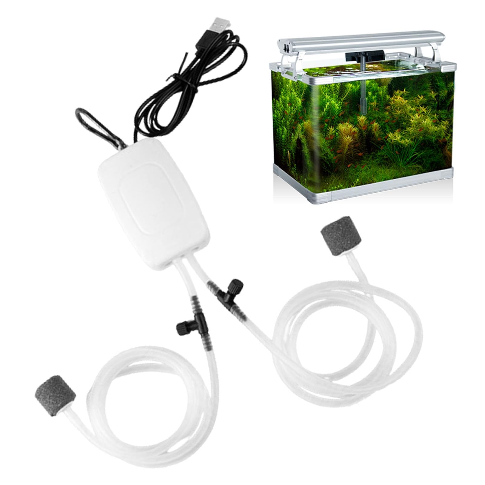 Buerfu Fish Air Pumps for Aquariums - Rechargeable Fish Tank Aerator Quiet Aquarium Air Pump - Efficient Aquarium Air Pump Filter Bubbles Oxygen Pump for Home Fisheries Store