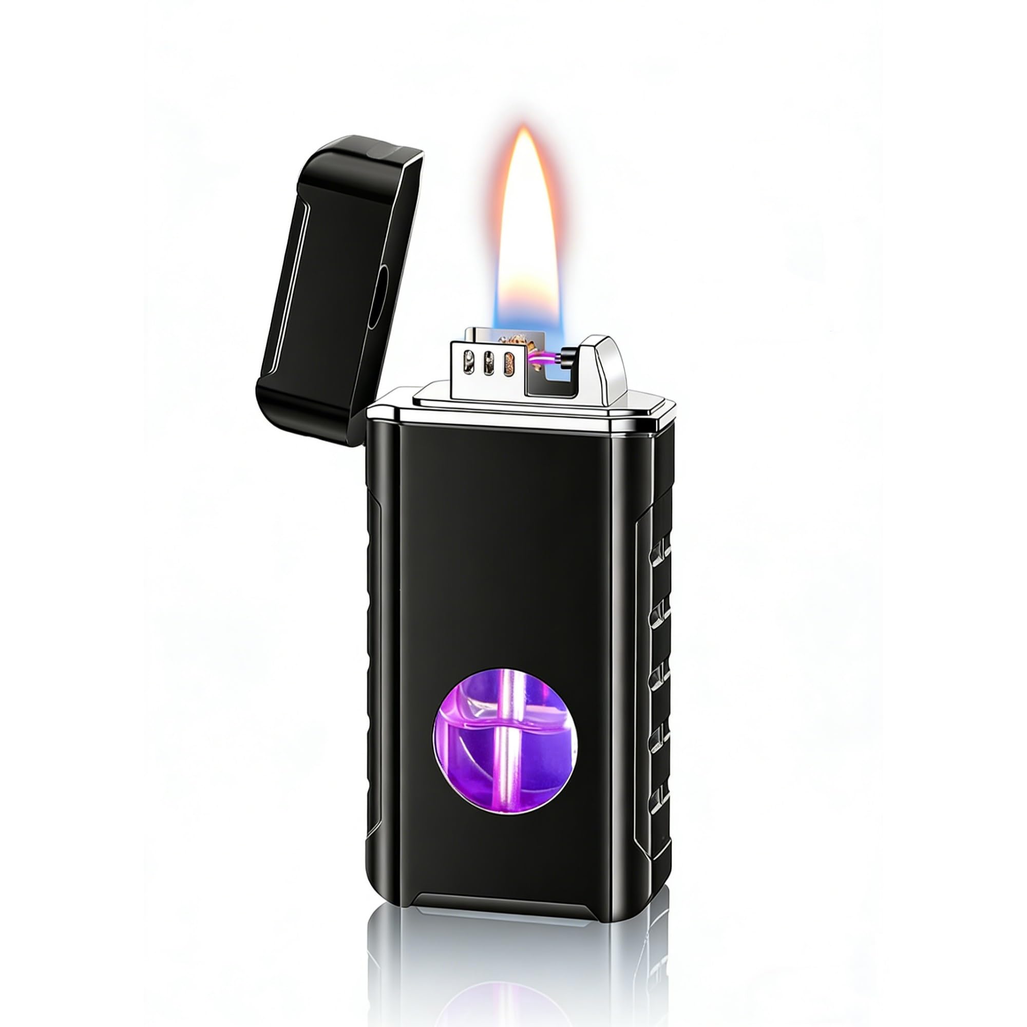 Briquet au kérosène avec 4 méthodes d'allumage, design de réservoir de carburant, commande vocale, soufflage, secousse, toucher, corps en métal durable, fonctionnement sans interrupteur