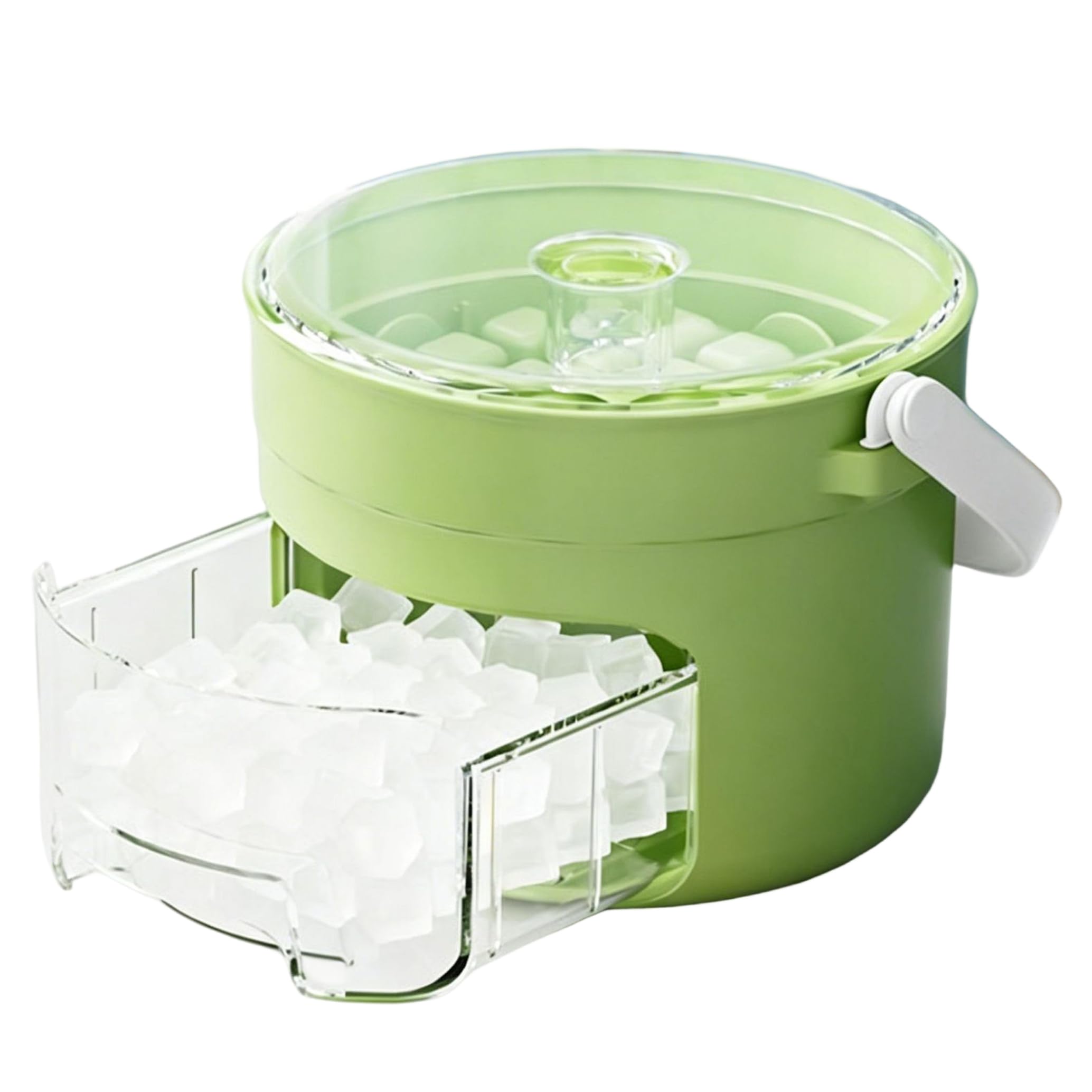 Neptuiby Ice Cube Maker 25-Cube Ice Bucket for Freezer Portable Press-to-release Tray with Lid and Handle.