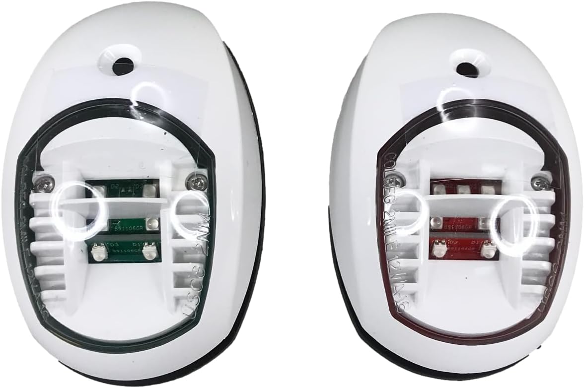 Pactrade Marine Boat Navigation Lights Red and Green LED Side Lights (Vertical Mount) - 2 NM White Housing | Green Starboard Red Port Navigation Lights for Boats LED
