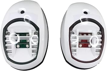 أضواء ملاحة قارب Pactrade Marine LED باللونين الأحمر والأخضر LED عموديًا - 2 نيوتن متر الإسكان الأبيض | أضواء ملاحة الميناء الأحمر الميمنة للقوارب LED