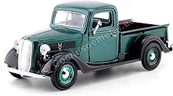 Ford Miniatura Pickup 1937 Verde Escala 1:24 Camioneta Caminhão Colecionador Fã de Veículos Clássicos Unissex