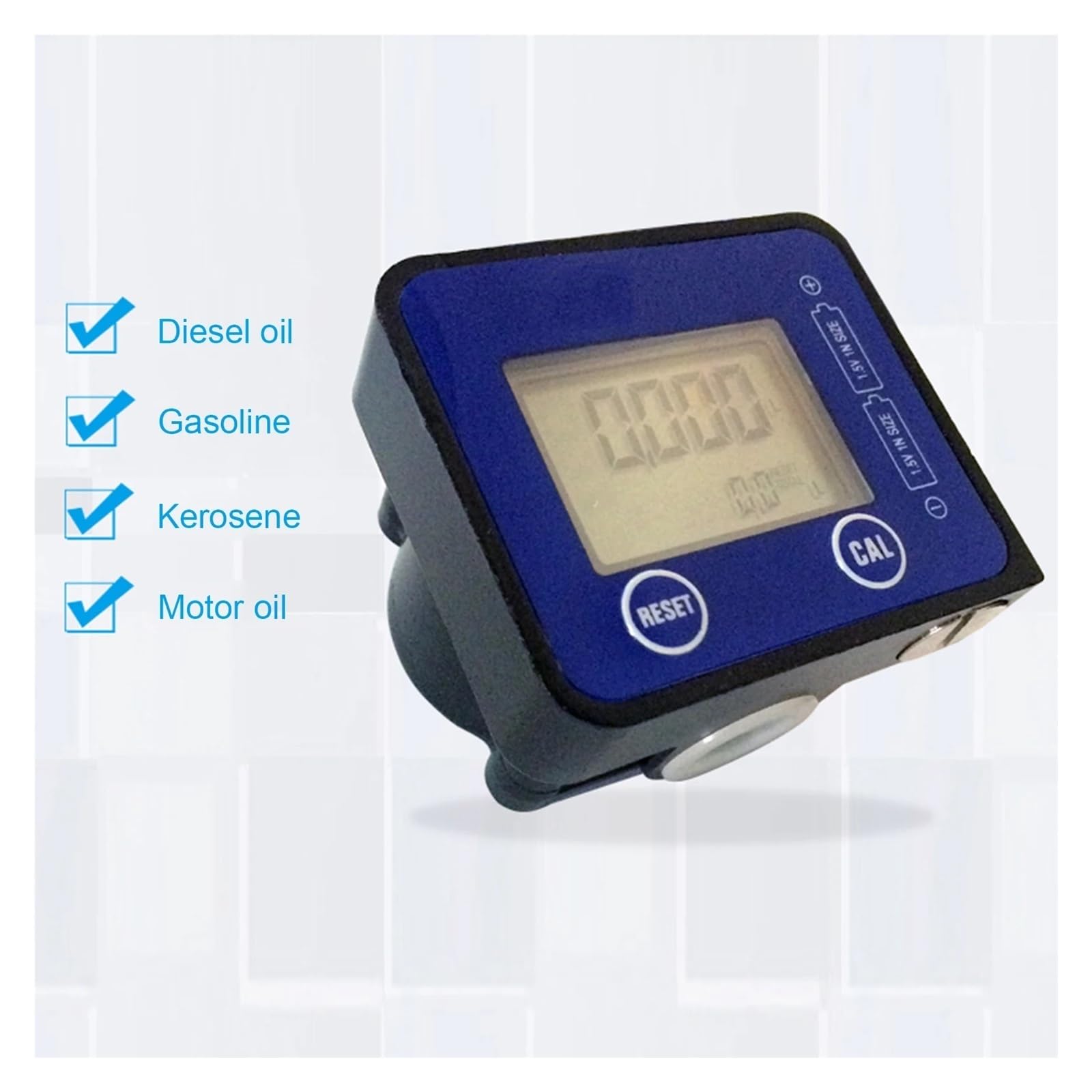 Pressímetro, presión digital Medidor de flujo LCD for gasolina, queroseno, agua combustible, precisión de ±0,5%, 1-30l/min, azul y negro