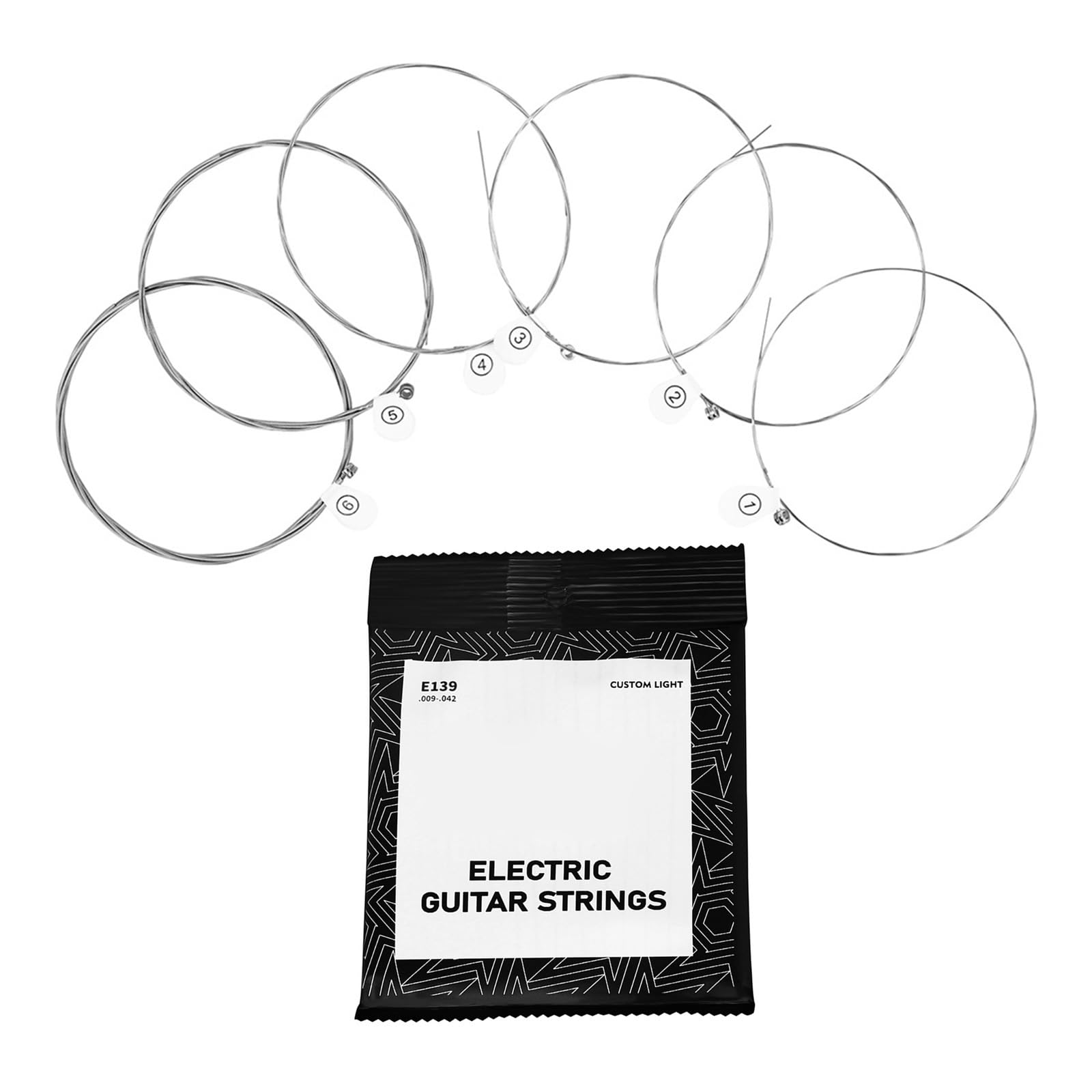 NUOYAQI 6Pcs Guitar Strings Electric Guitar Strings Includes 6 Strings Kits, 009-.042 Full Set Nickel Wound for Electric Guitar, 26*20*8cm, As the Pic Show
