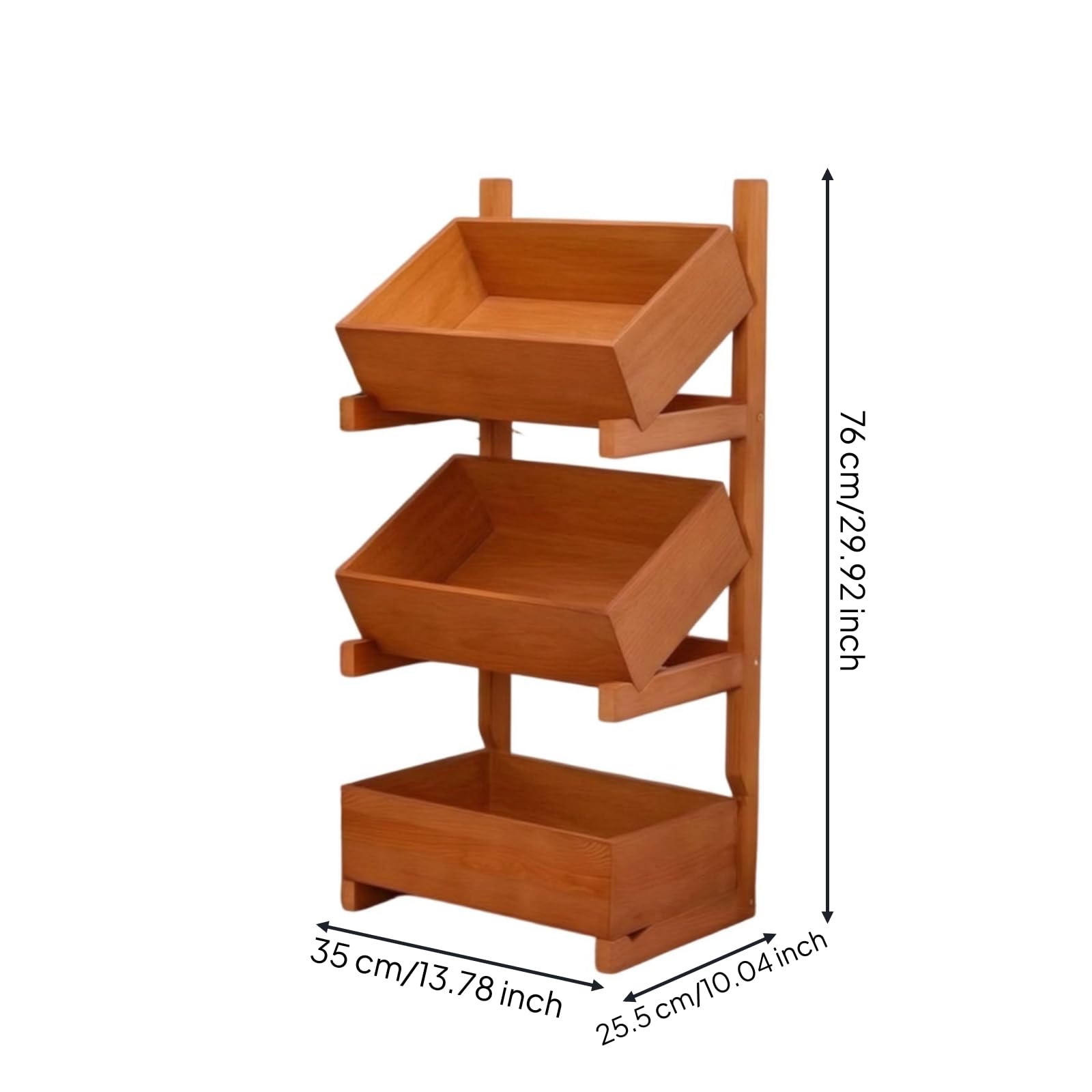 Colcolo Holzregal Holz Aufbewahrungsregal Organizer Ablageregal Standregal mit Zwei Schrägen Offenfächern aus Massivholz Kompakte Stellfläche für Wohnzimmer Flur Schlafzimmer Bad Büro, Style to 1
