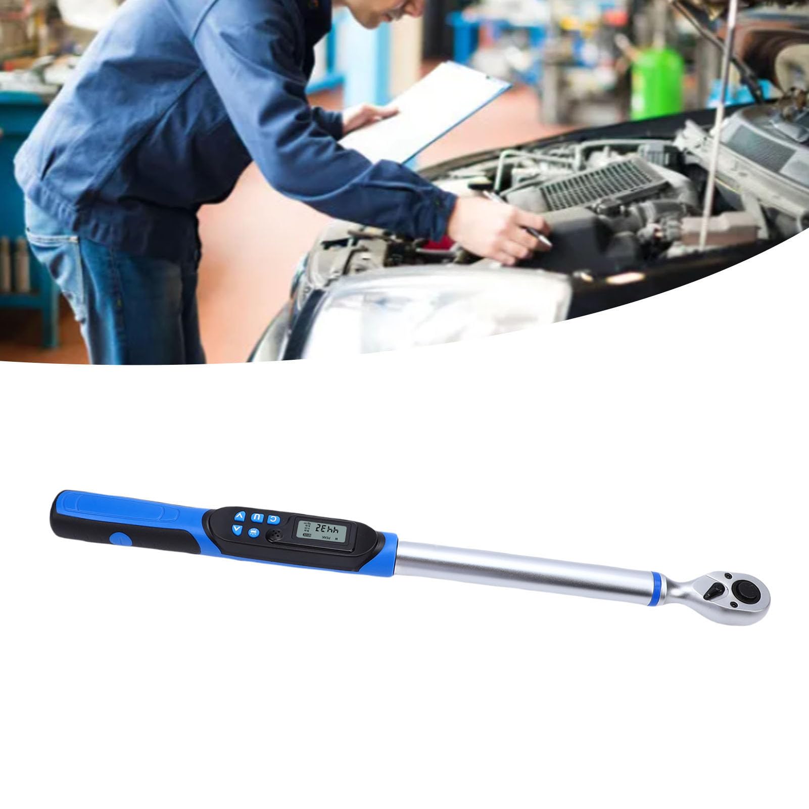 Cyfrowy klucz skrętny Napęd 1/2 10 do 200 Nm, elektroniczny klucz skrętny Dokładność ±2% Wyświetlacz LCD z brzęczykiem Przemysłowy klucz nastawny o dużej wytrzymałości ze schowkiem