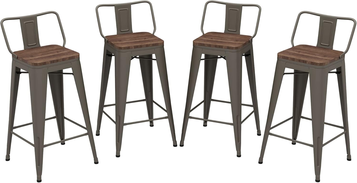 Andeworld Metal Bar Stools Set of 4 Kitchen Counter Stools