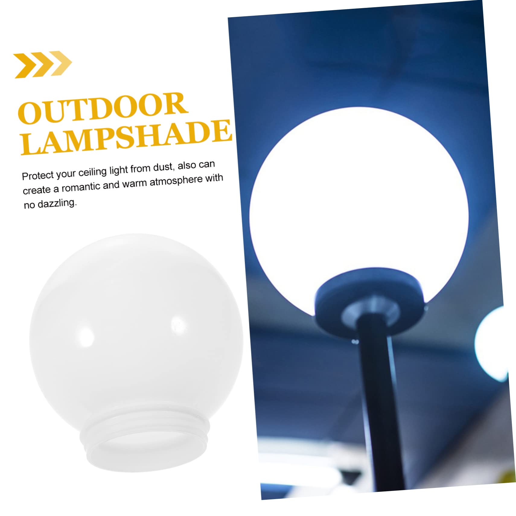 SOLUSTRE Globe Light Cover for Post Mount White Acrylic Outdoor Lamp Shade Decorative Lamp Shades Ball for Wall Mount