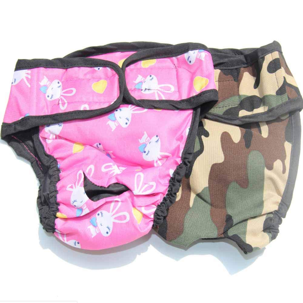 BABEE 2 pack Dog Chastity Belt Anti-breeding System Anti-Mating Dog Diaper Wrap (PINK+camouflage)
