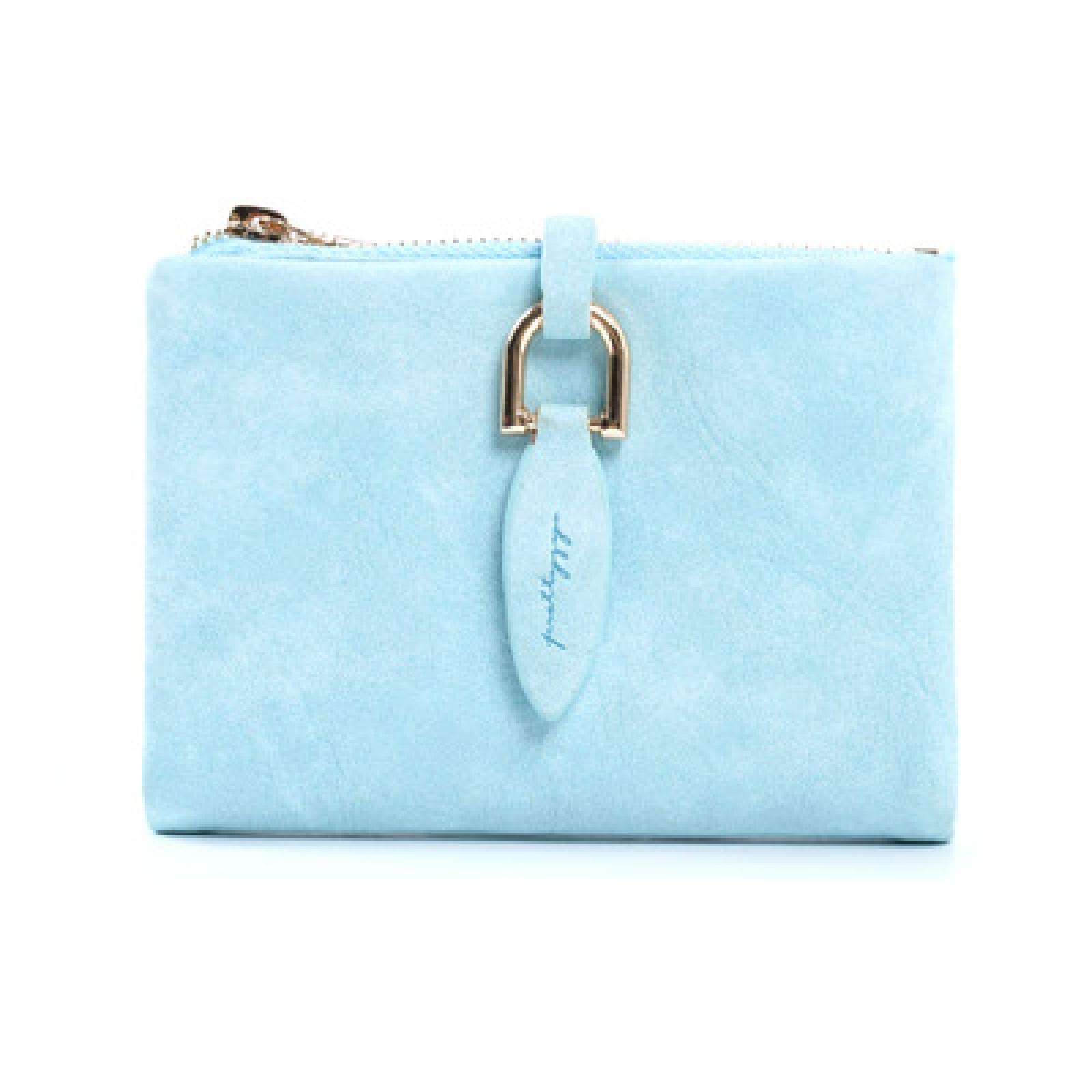 dingtian Ladies Purse Fashion Women Short Purses Vintage Lady Snap Fastener Short Clutch Wallet Small Matte Women Wallet Female Purse SkyBlue