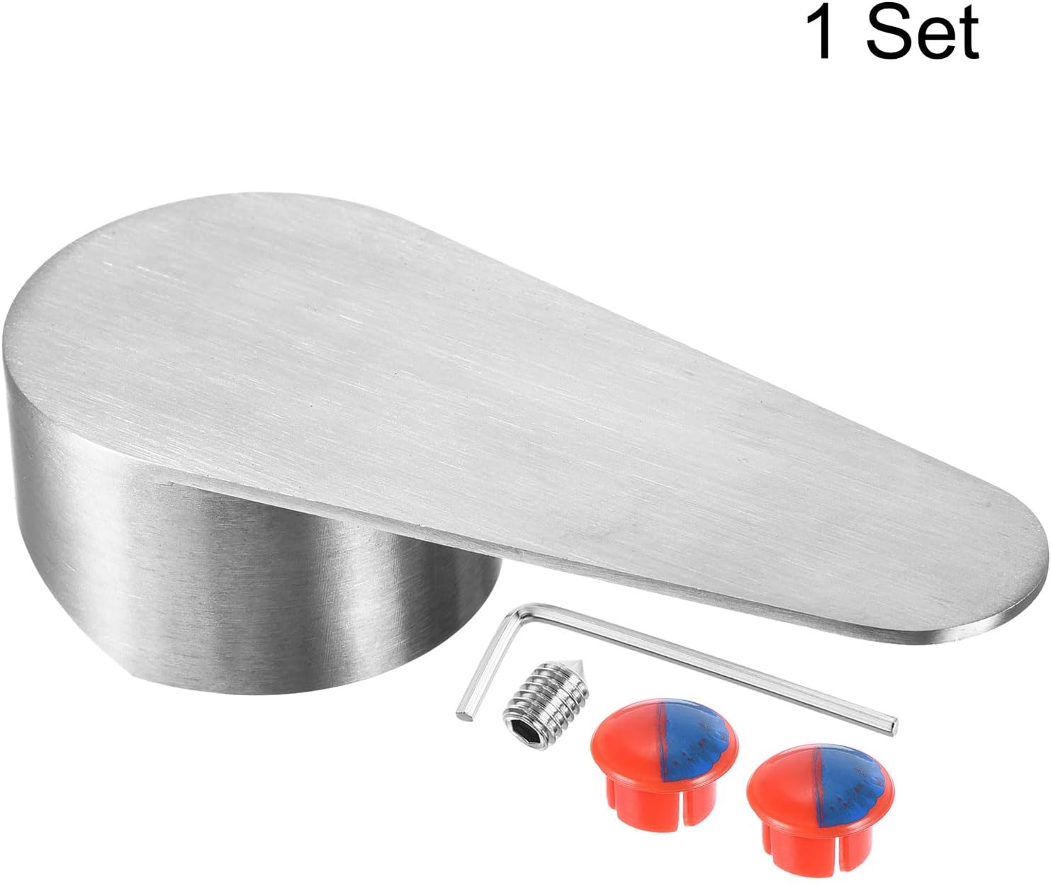 uxcell Single Lever Faucet Handle for 35mm Cartridge, Stainless Steel Faucet Handle Replacement for Kitchen Bathroom Shower, 4"x1.7", Silver
