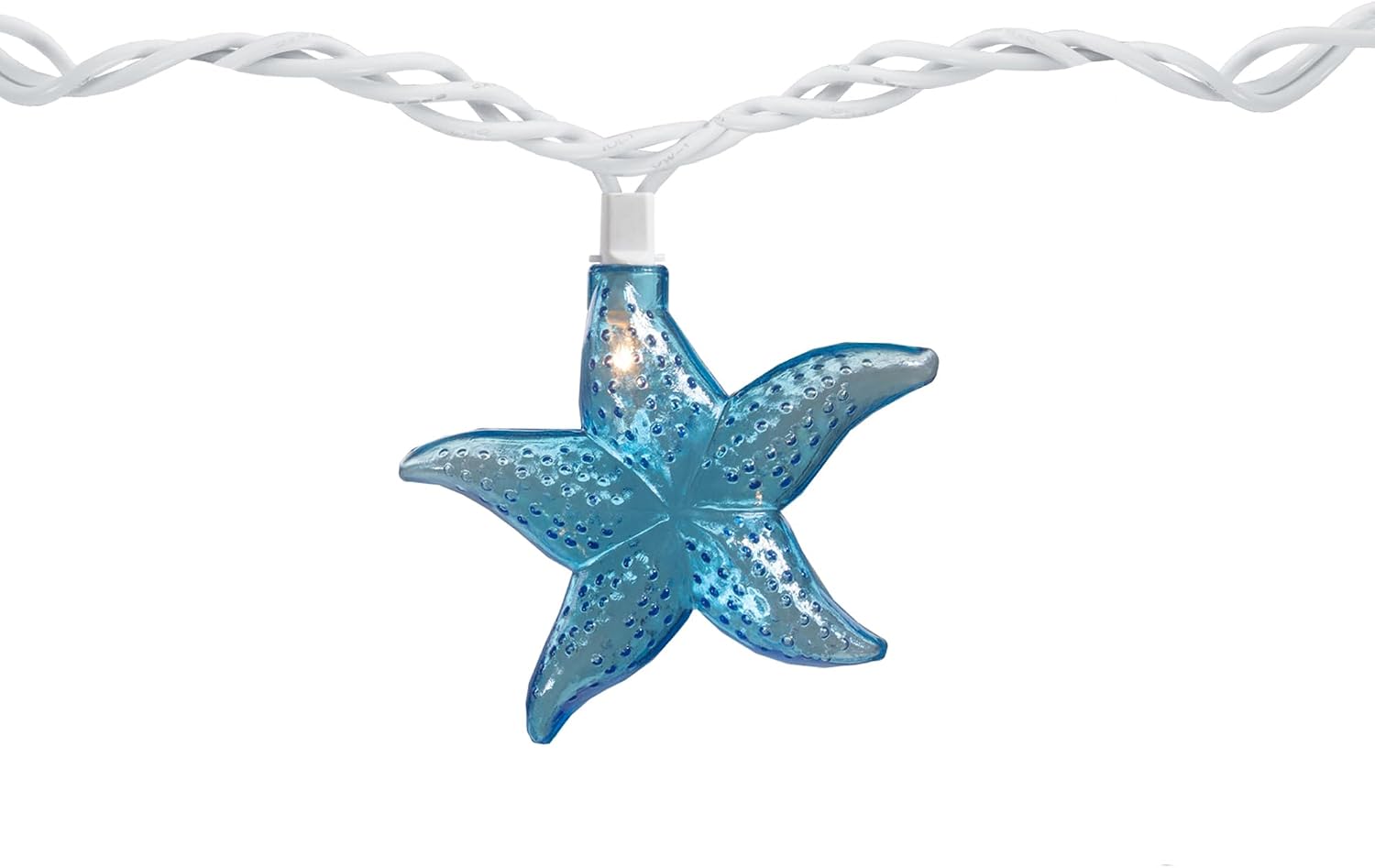 Set of 10 Blue Starfish Novelty String Lights - 9ft White Wire