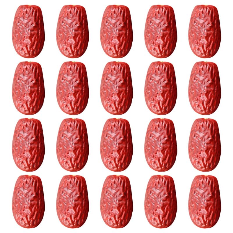 Totority Artificial Red Jujube Models 20Pcs Fake Fruit Decorations for Home, Party, Photography Props, PVC, Dark Red, 2.04x1.29inch