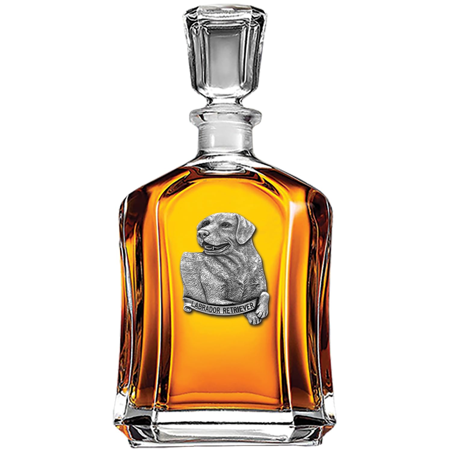 Heritage Pewter Labrador Retriever Capitol Decanter | 24 OZ Whiskey Decanter for Liquor with Airtight Stopper | Expertly Crafted Pewter Glass