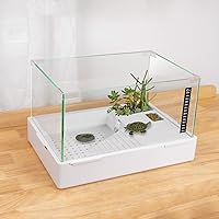 BETAZOOER Scratch-Resistant Glass Turtle Tank 15.7x11.8x10 Inch with Filter Pump - Durable Habitat for Baby Turtles, Fish & Reptiles