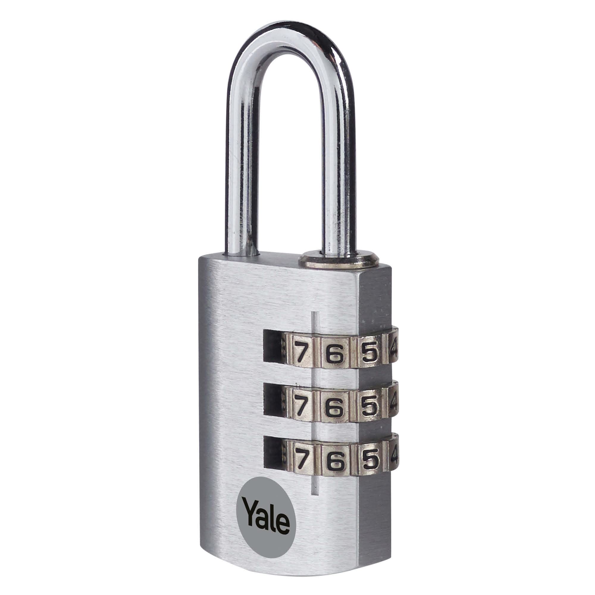Yale YE3CB/28/126/1/S Kłodka Aluminiowa Szyfrowa, 2 Sztuki, Szerokość 29mm, do Użytku Wewnętrznego, Zabezpieczenie Szafek, Skrzynek Narzędziowych i Plecaków, Standardowe Bezpieczeństwo, Srebrna