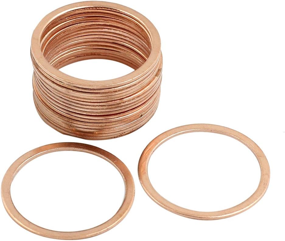 X AUTOHAUX 20 Pcs 27mm Inner Dia Copper Washers Flat Sealing Gasket Rings