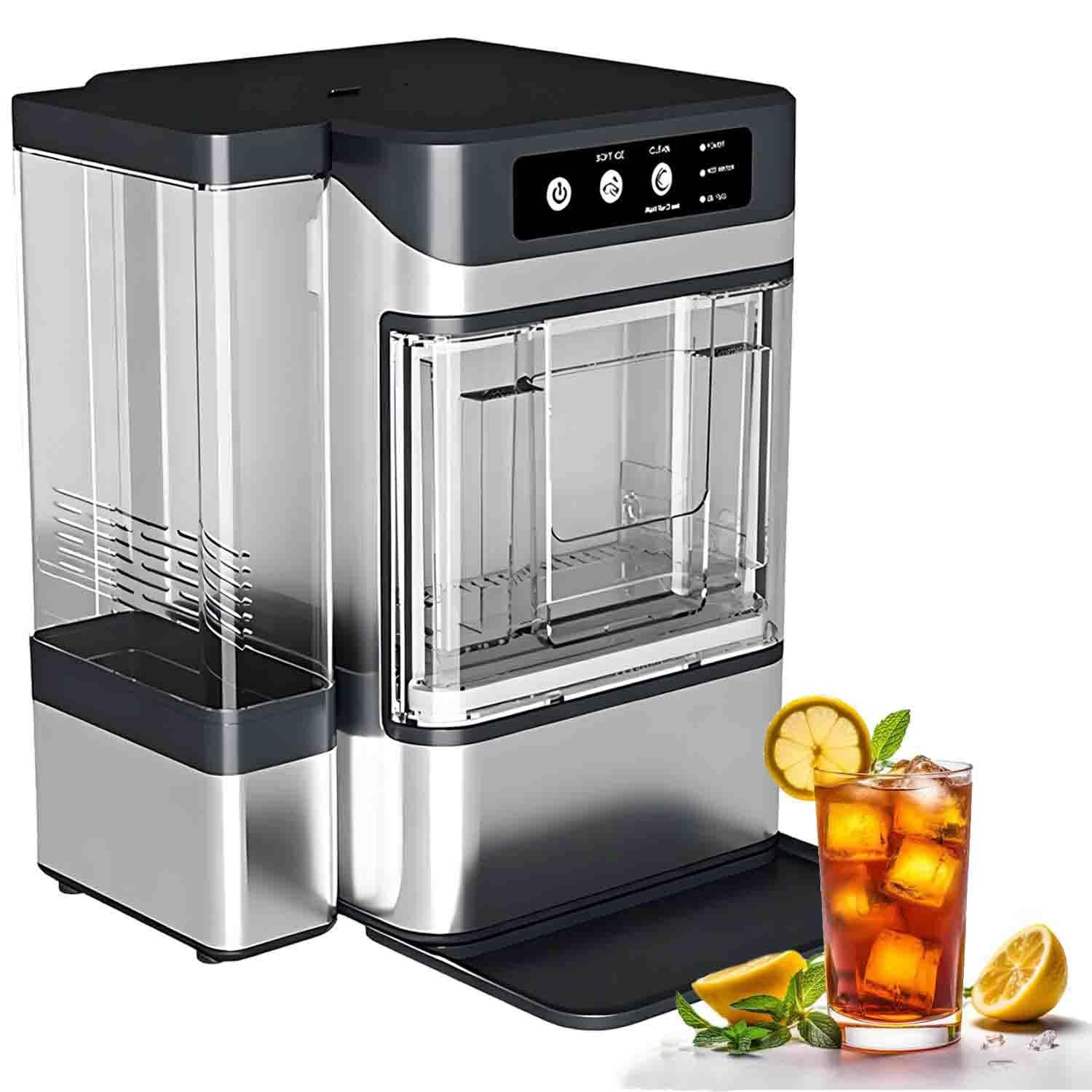 GLBMXDD Countertop Nugget Ice Maker, Portable Ice Machine with Self-Cleaning, Built-In Water Reservoir,One-Click Operation, Good for Parties, Kitchens, Bars, Offices WithWaterTank