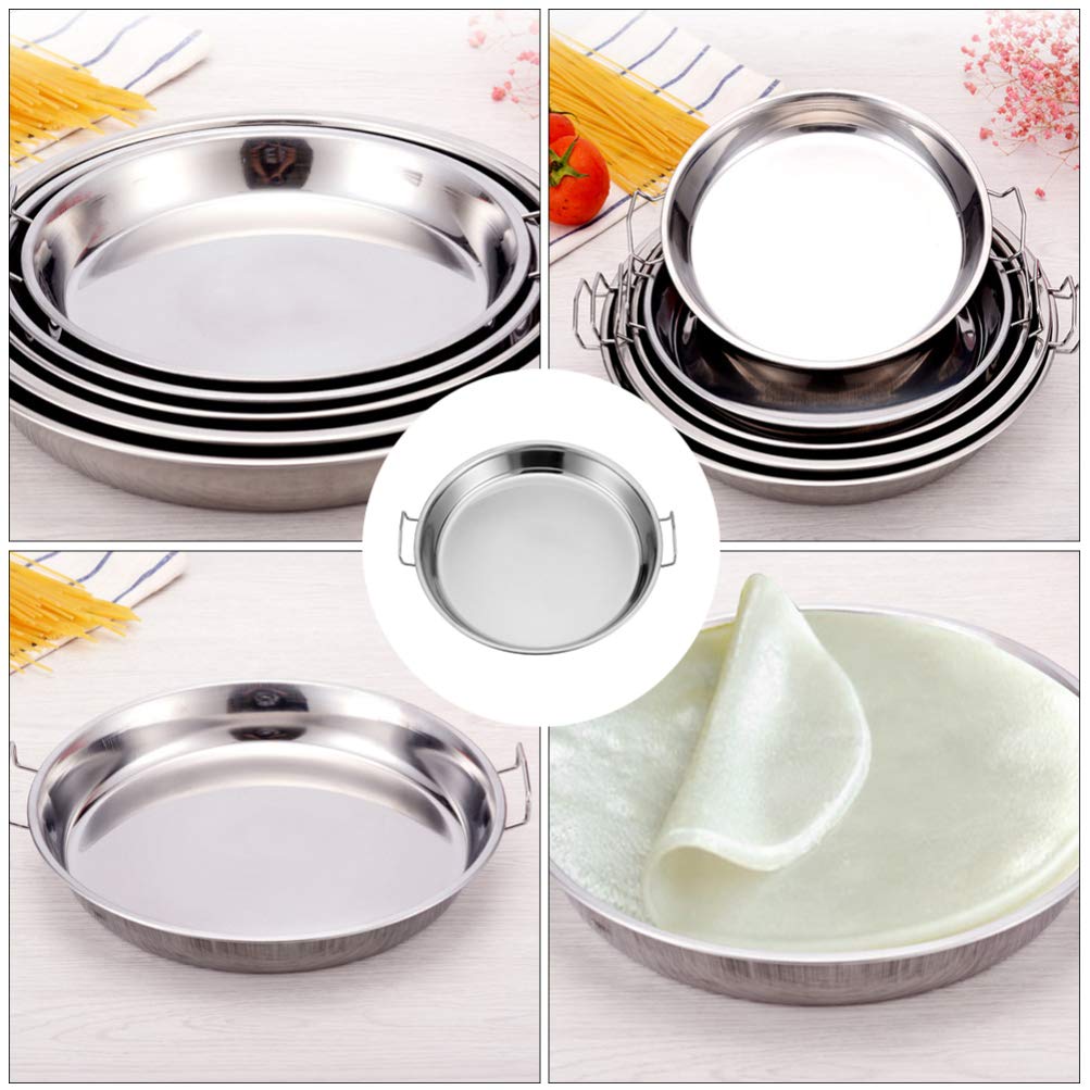 Sartén redonda de acero inoxidable antiadherente para lasaña con asas, 40 cm/33 cm, ideal para carne de pavo y verduras, bandeja para hornear para asar perfectamente