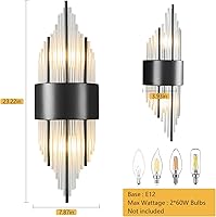 Vista 4 de Moderno aplique de pared negro con 2 luces para dormitorio, pasillo, baño, tocador, dormitorio, espejo, sala de estar, entrada, pasillo