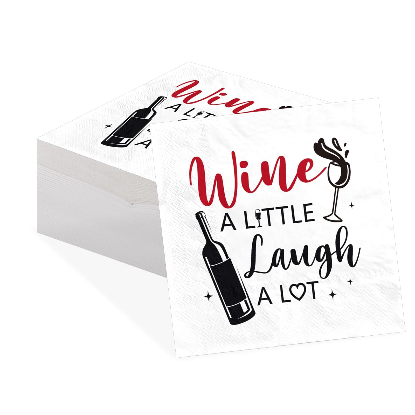 50Pcs Funny Cocktail Napkins 5 x 5 Inch 3 Ply Wine Tasting Beverage Napkins
