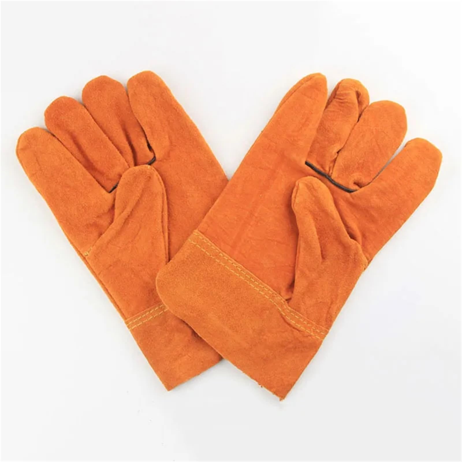 Générique Gants de soudage en cuir de vachette résistants à la chaleur et à manchette courte - Résistants aux brûlures et à l'usure for soudeurs électriques(Long)