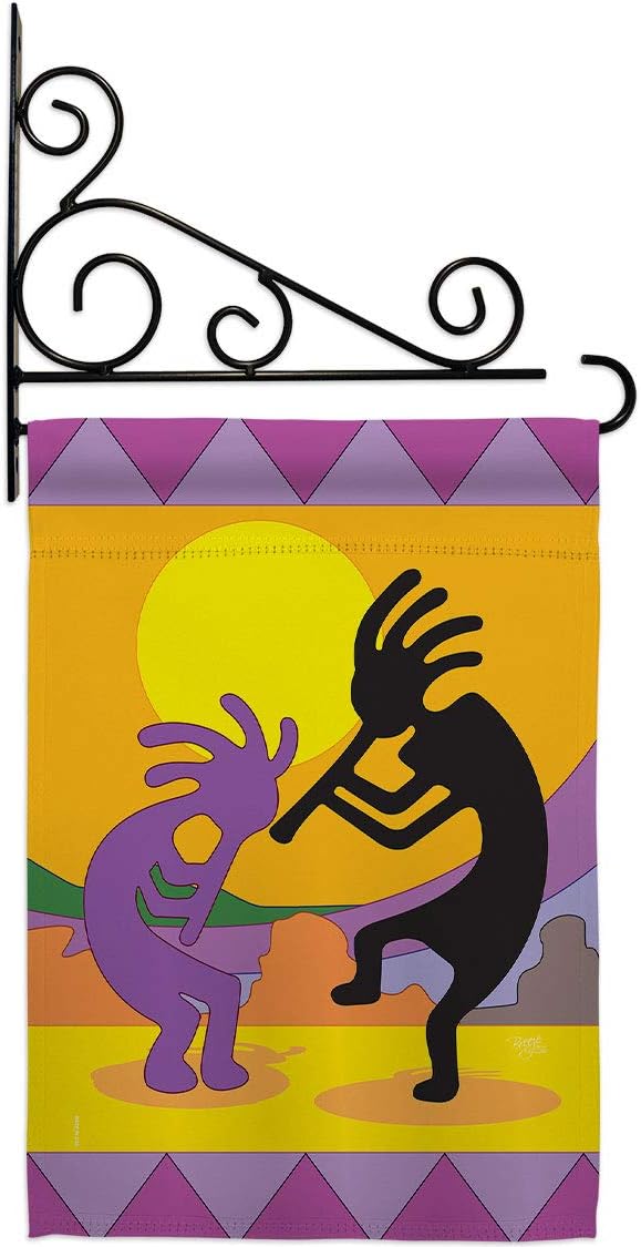 Kokopelli Garden Flag Set Wall Holder Country Living Southwest Desert Cactus Succulent Particular Area Small Decorative Gift Yard House Banner Made In USA 13 X 18.5