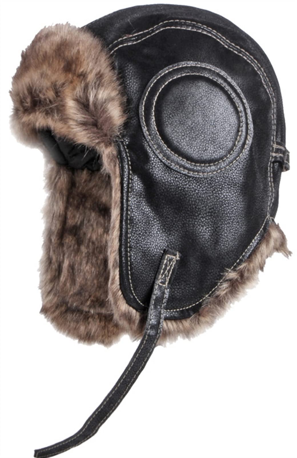 GIBZ Sombrero de Piel Sintética Hombre Mujere con Orejeras Gorro Ruso de Cuero para Invierno