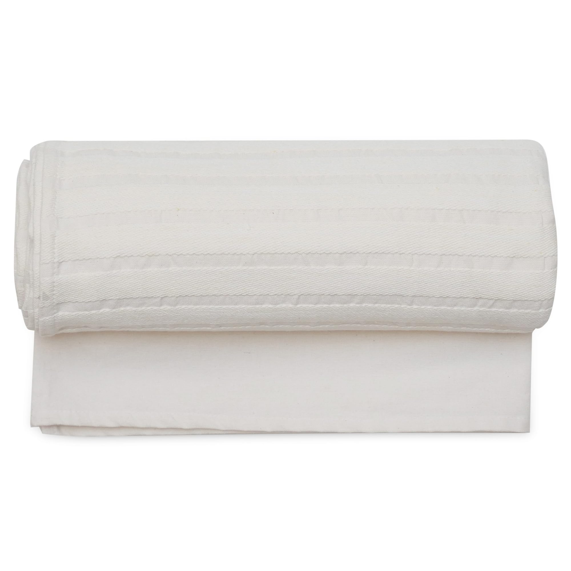 Dessus de lit haut de gamme SILOE coton fil teint 350g/m² blanc neige luxe 260x240 cm