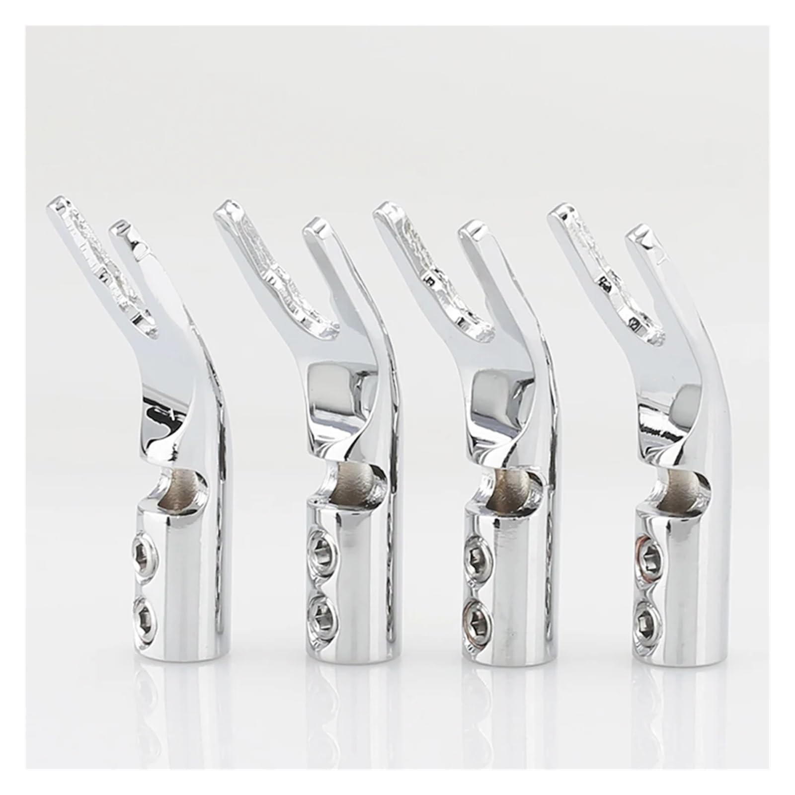 8PCS Reines Rot Kupfer Spaten Stecker Schraube Locking Spaten Gabel Bananen Stecker(Rhodium)