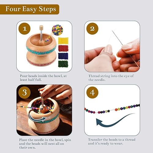 Vista 29 de Compra hilandero de cuentas de semillas LC con aguja de cuentas de ojo grande, kit de cuentas de cintura para hacer pulseras y manualidades, 6x4.5