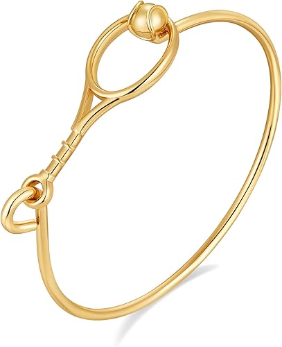 Dainty 18K Gold Plated Tennis Bangle Bracelet for Women Simple Thin Sport Open C