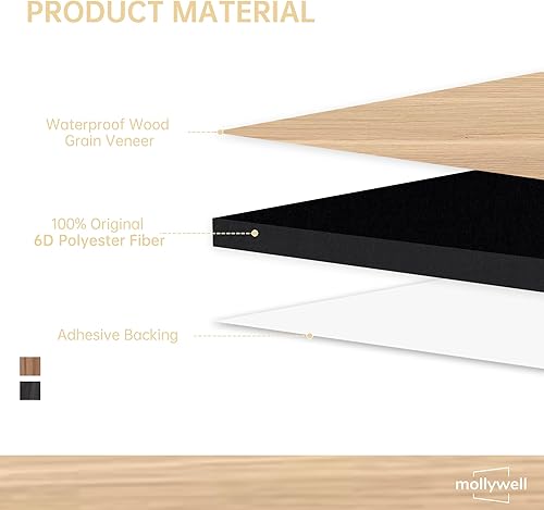 Miniatura 3 de Mollywell Paneles acústicos artesanales, roble natural, 24 x 24 pulgadas, paquete de 8, patrones tejidos de hilo y prisma, amortiguación de sonido