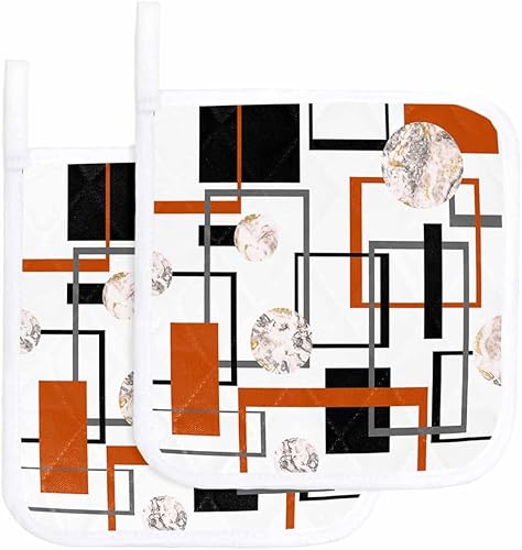 Miniatura 9 de 3 Packs Geometric Red Pot Holders Sets for Kitchen,Oven Pan Plate Bowl Pads Heat Proof Mat with Hanging Loop,Terry Cloth Potholders Soft Grip for