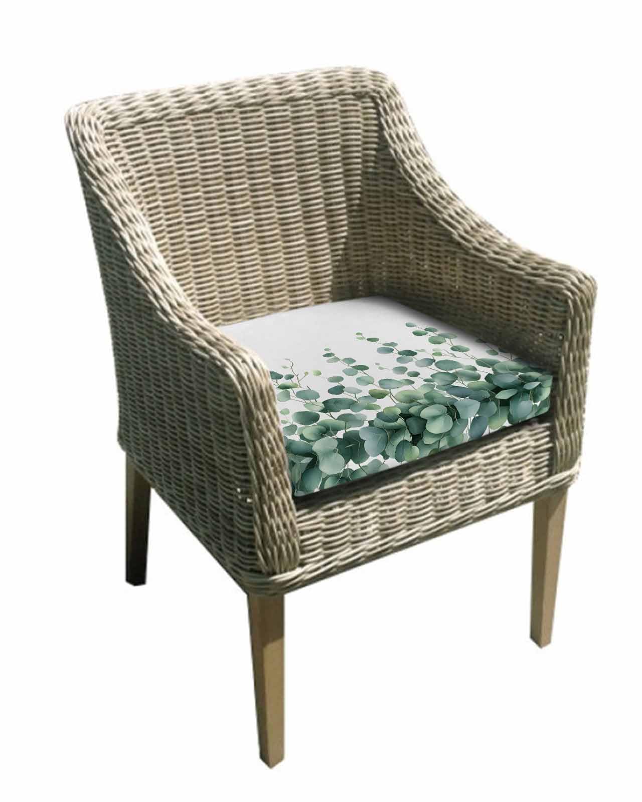 2 Pack Eucalyptus Leaves Waterproof Cushion Covers with Ties, Outdoor Patio Chaise Lounge Chair Seat Cushion Slip Covers Replacement(Only Cover) Spring Botanical Plants Branches Vines 20